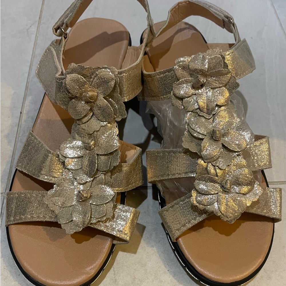 Gold Floral Women's Sandals
